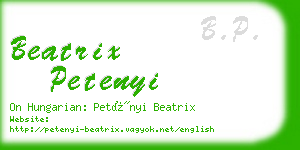 beatrix petenyi business card